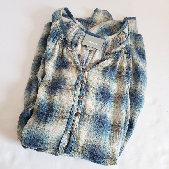 Anthropologie MAEVE Cavalon Plaid Peplum Tunic M - Picture 7 of 7